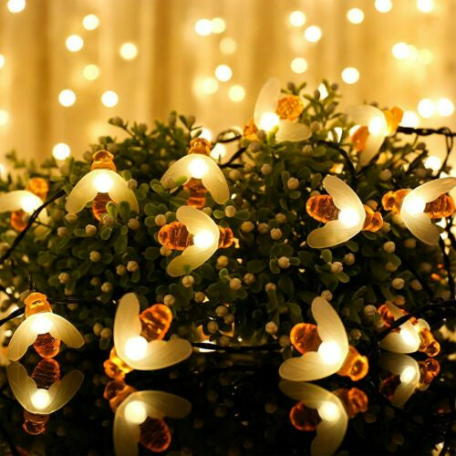 30 LED String Lights Solar Honey Bee Shape