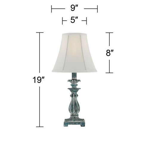 Traditional Accent Table Lamps Antique Blue White Set of 2