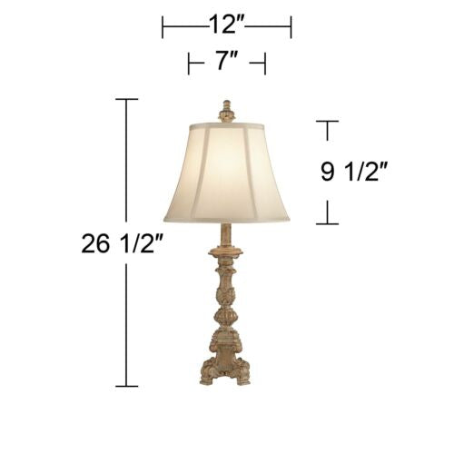 Shabby Chic Table Lamps White Washed Set of 2