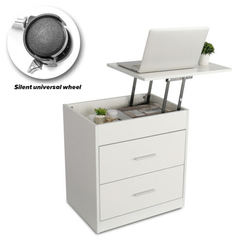 Bedroom Nightstand Side End Table with Drawers Storage White