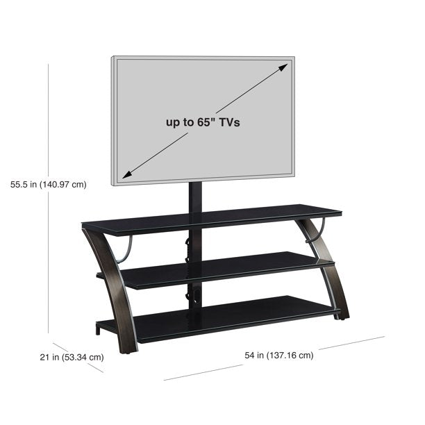 3in1 Flat Panel TV Stand for TVs up to 65inch Charcoal