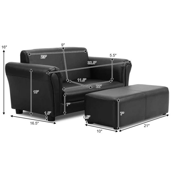 Kids Sofa Armrest Chair Couch Lounge Black
