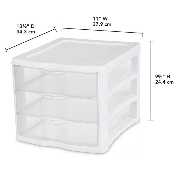 3 Drawer Unit in White