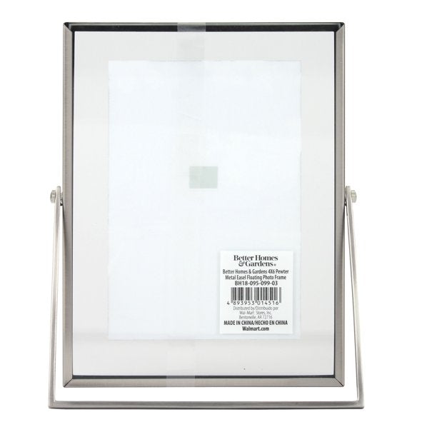 Tabletop Floating Picture Frame Rectangle Metal 4x6 Gray