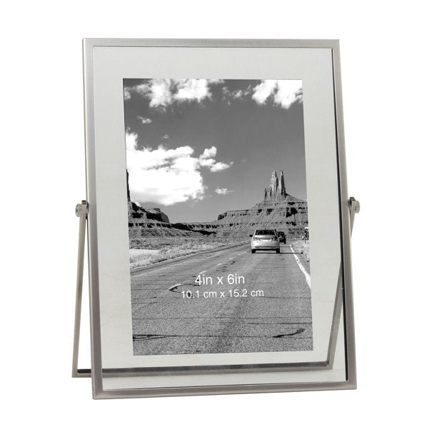 Tabletop Floating Picture Frame Rectangle Metal 4x6 Gray