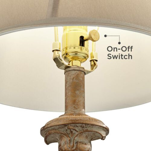 Shabby Chic Table Lamps White Washed Set of 2