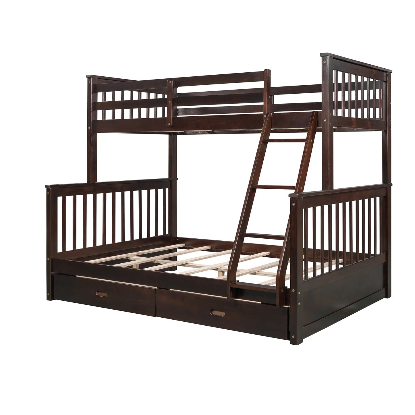 Twin Over Full Bunk Bed Ladders Two Storage Drawers Espresso