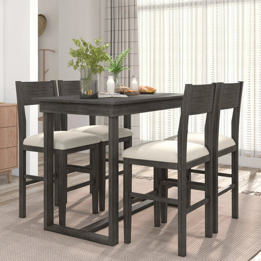 Dining Table Set with 4 Dining Chairs for Small Places in Gray