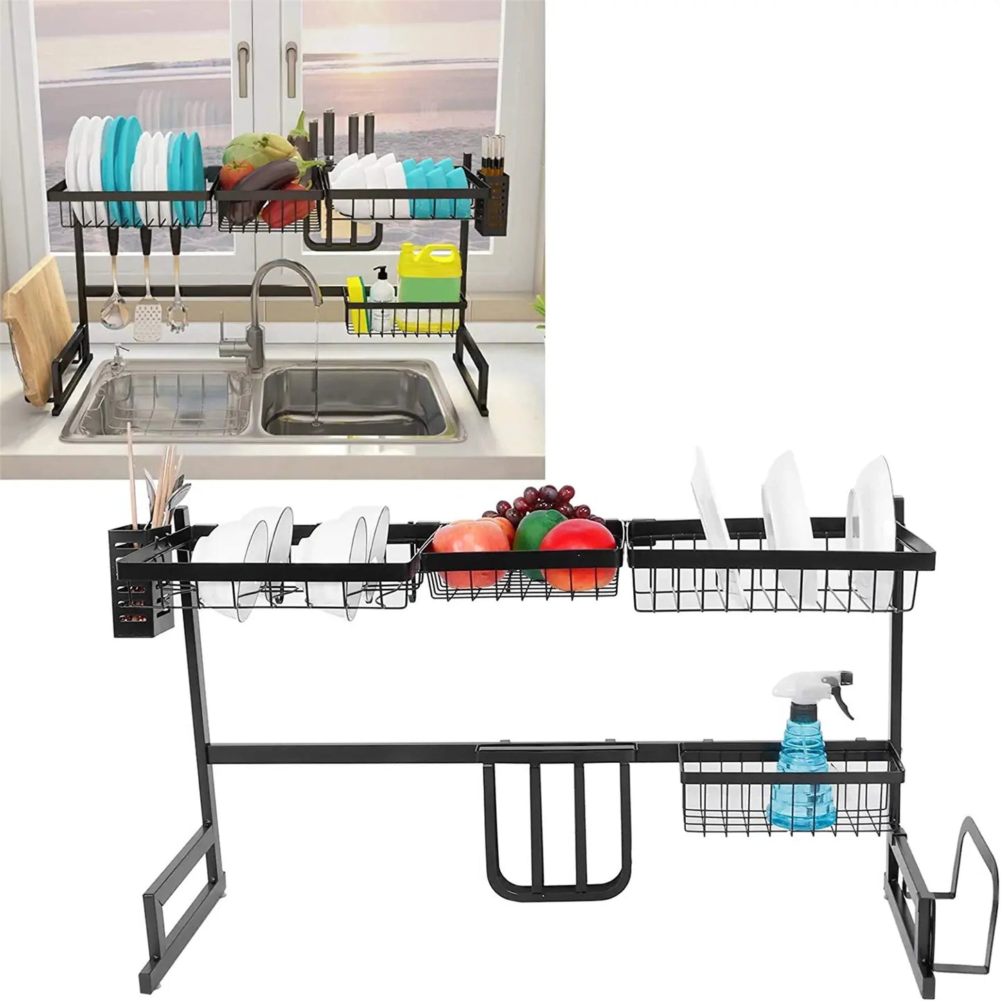 Sink Rack in 33.5 Inches Black