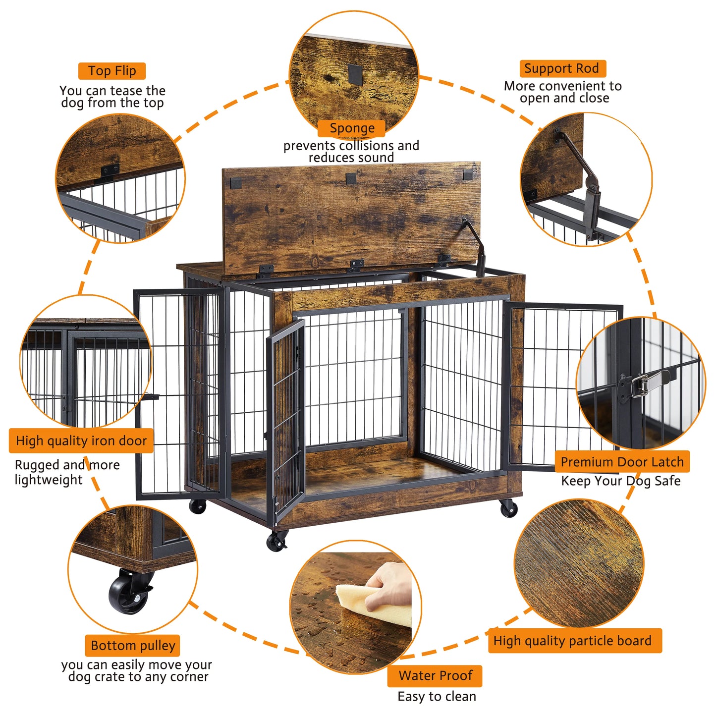 Furniture Crates for Small Dogs in Rustic Brown