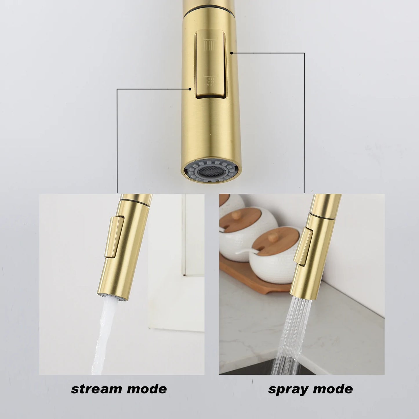 Kitchen Faucet with Pull Down Sprayer in Gold