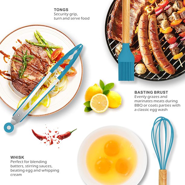 Silicone Cooking Utensils Set Blue