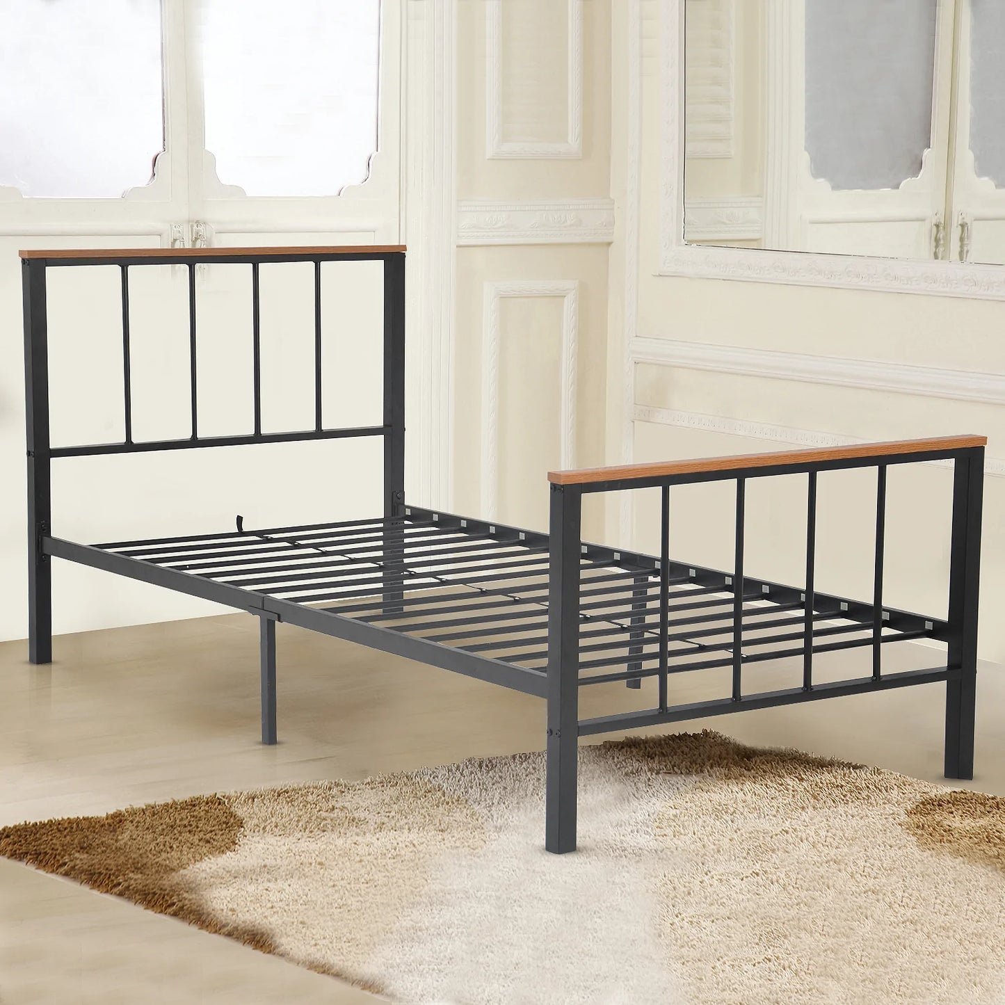 Metal Platform Bed frame with Headboard Twin
