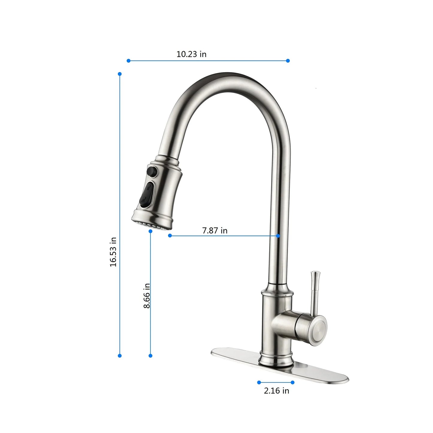 Kitchen Faucet with Pull Down Sprayer in Brushed Nickel