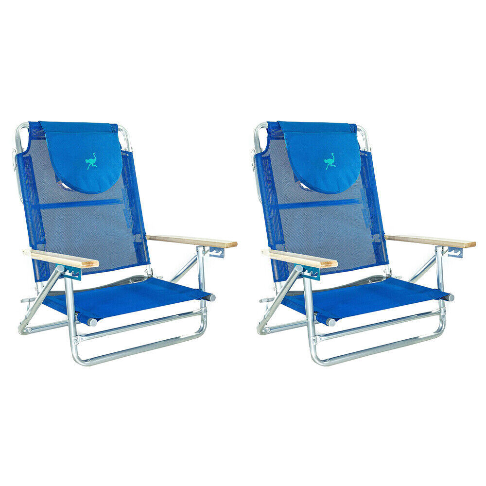 Beach Lake Sand Lounging Chair Blue 2 Pack