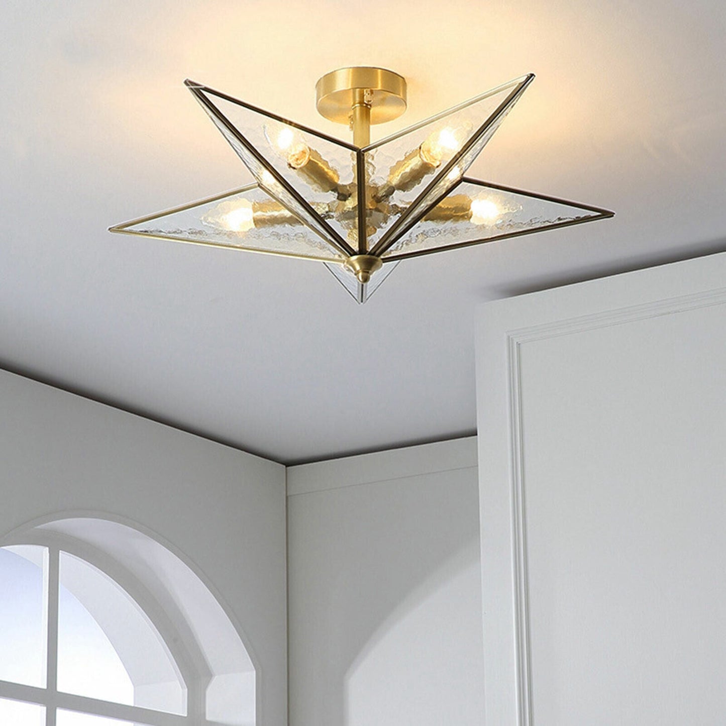 Chandelier LED Pendant Glass Ceiling Fixture 5 Light Lamp Nordic Gold