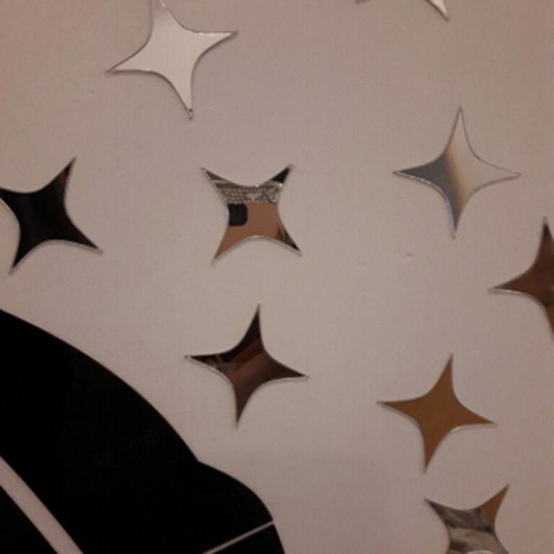 Acrylic Art 3D Wall Mirror Sticker Star Removable 43pcs