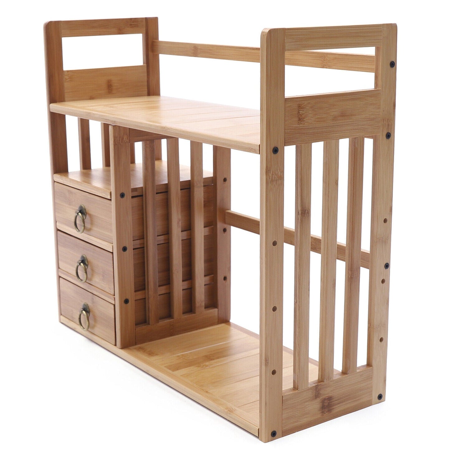 Bamboo Desk Bookshelf Organizer