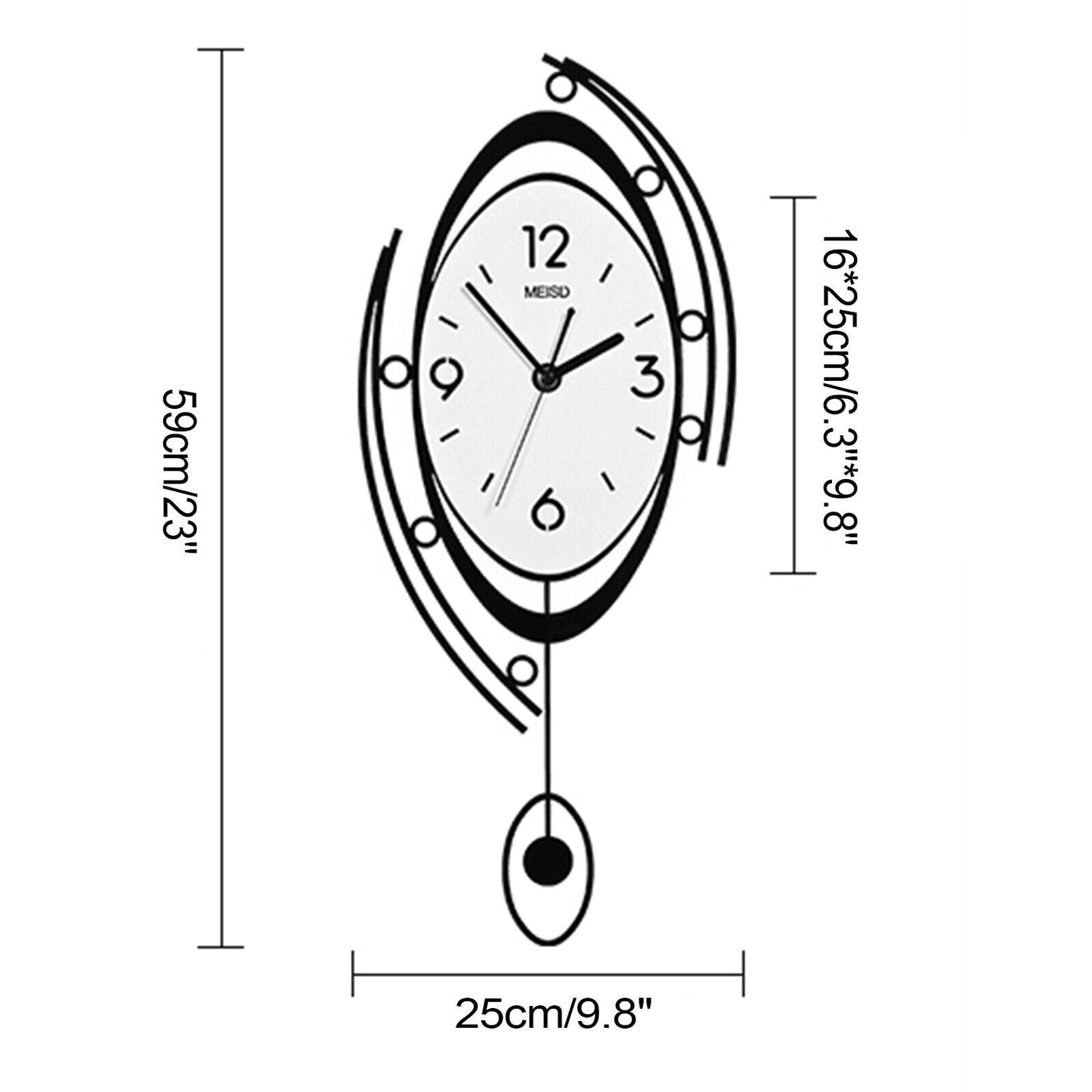 3D Wall Clock with Pendulum in Large
