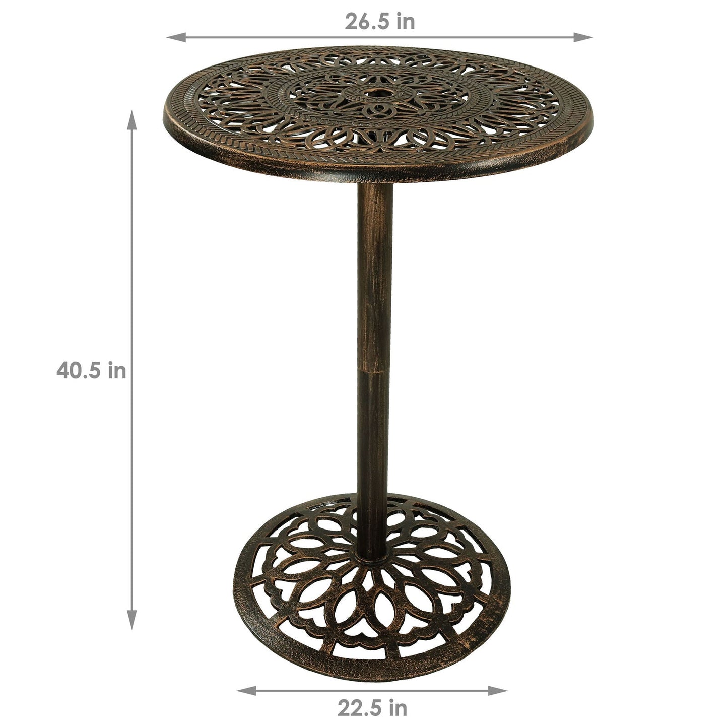 Table Iron Round Patio Bar 26 Inches Bronze