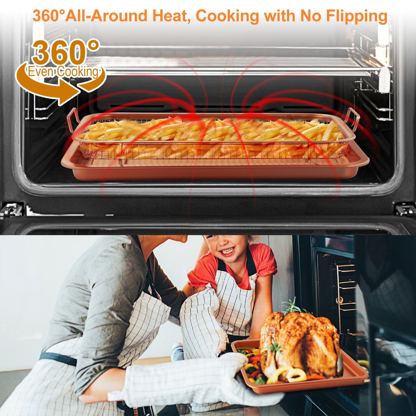 Crisper Pan Sheet Tray NonStick Bakeware Set Oven 13x9 Inches