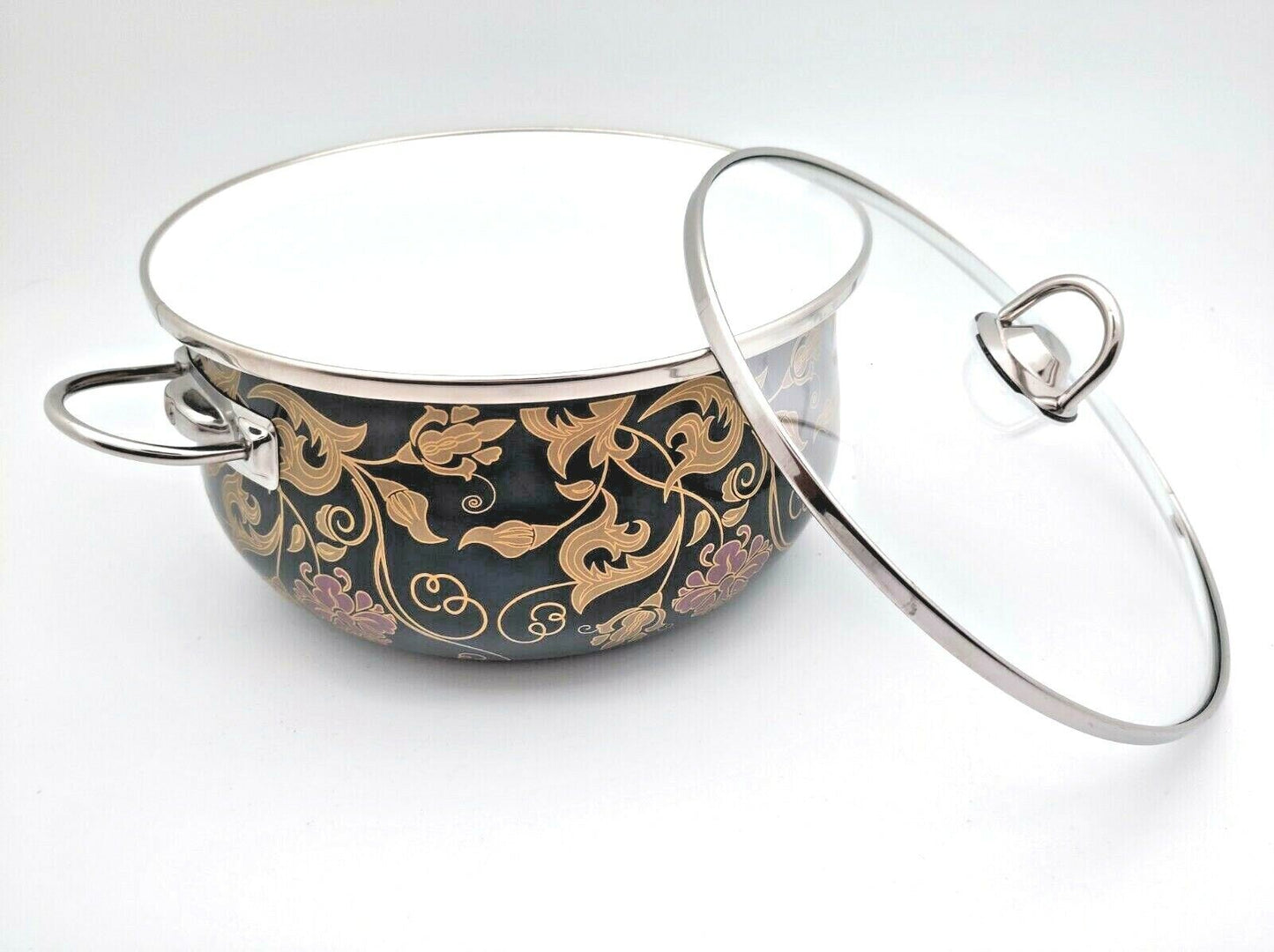 Cookware Set With Glass Lid Black Gold 8 Pieces Set