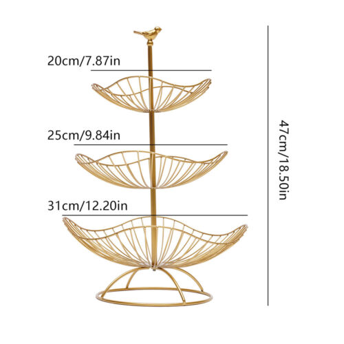 Fruit Basket 3 Tier Wire Rack in Gold