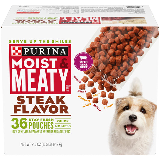 Dog Food Steak Flavor 36 Ct Pouch