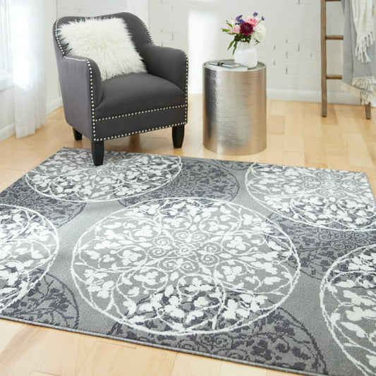 Amira Medallion Contemporary Gray Area Rug