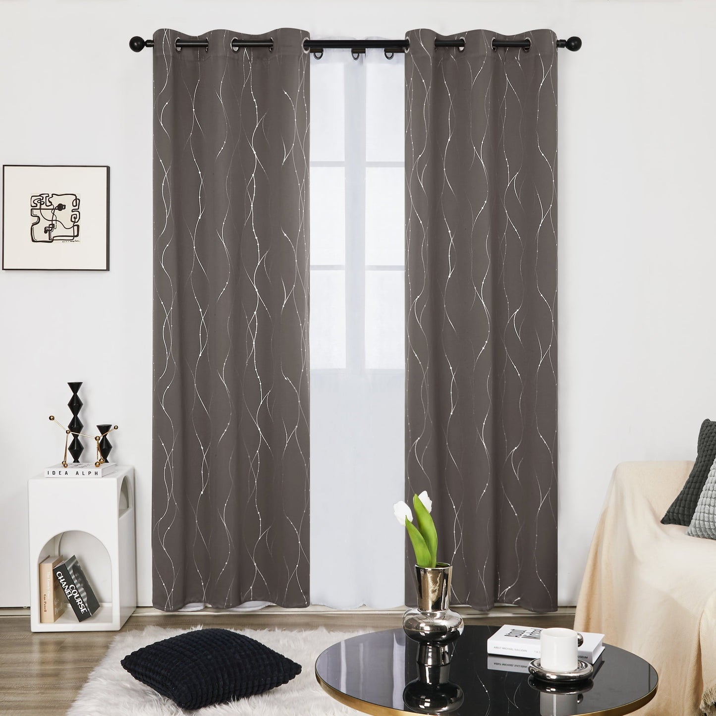 Curtain 2 Panels Size 52x63 Inches Color Taupe