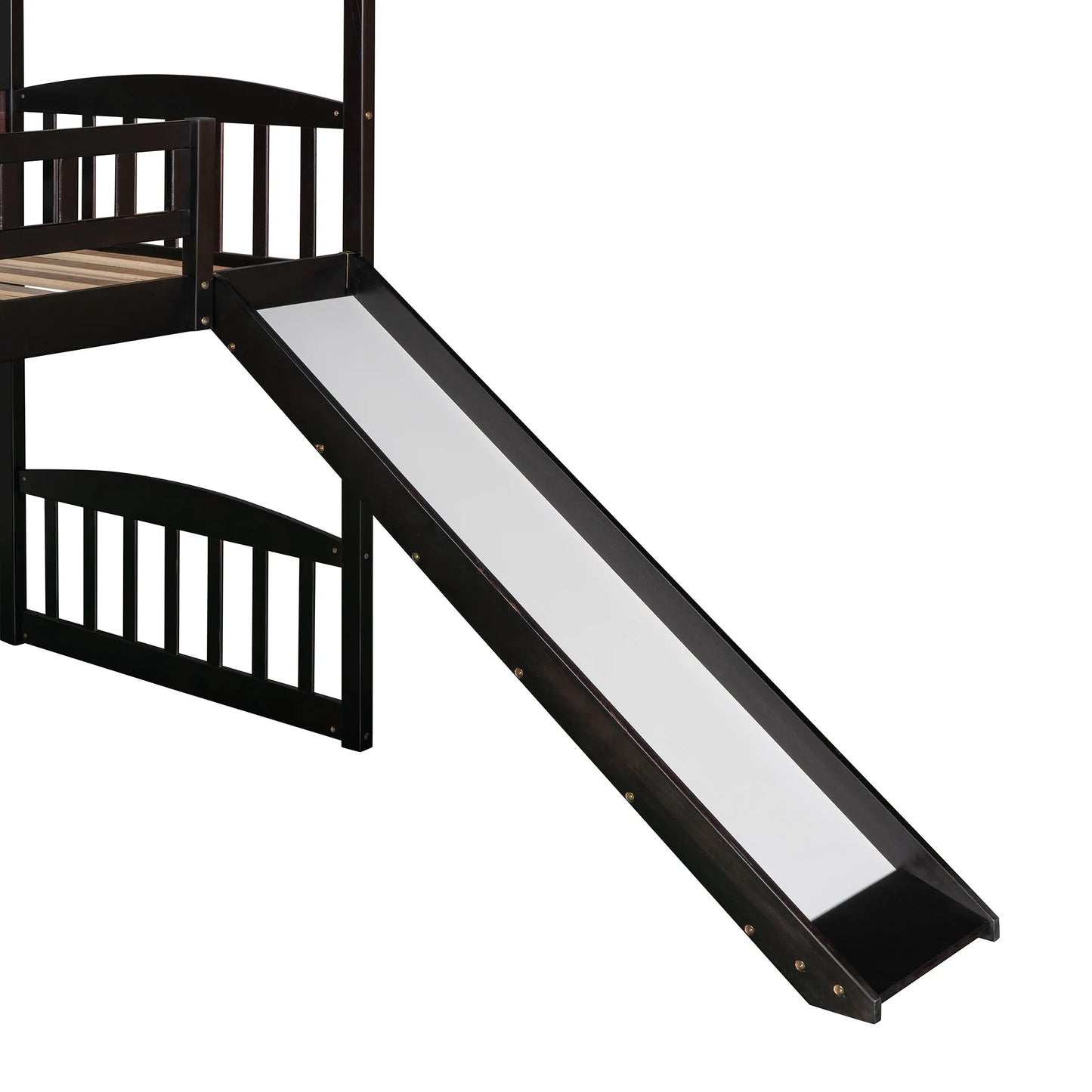 Twin Loft Bed with Slide in Espresso