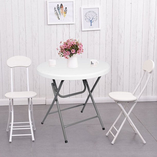 Folding Round Table in White 32 Inches