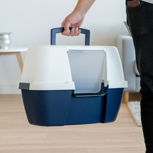 Cat Litter Box with Mess Free Flap in Blue