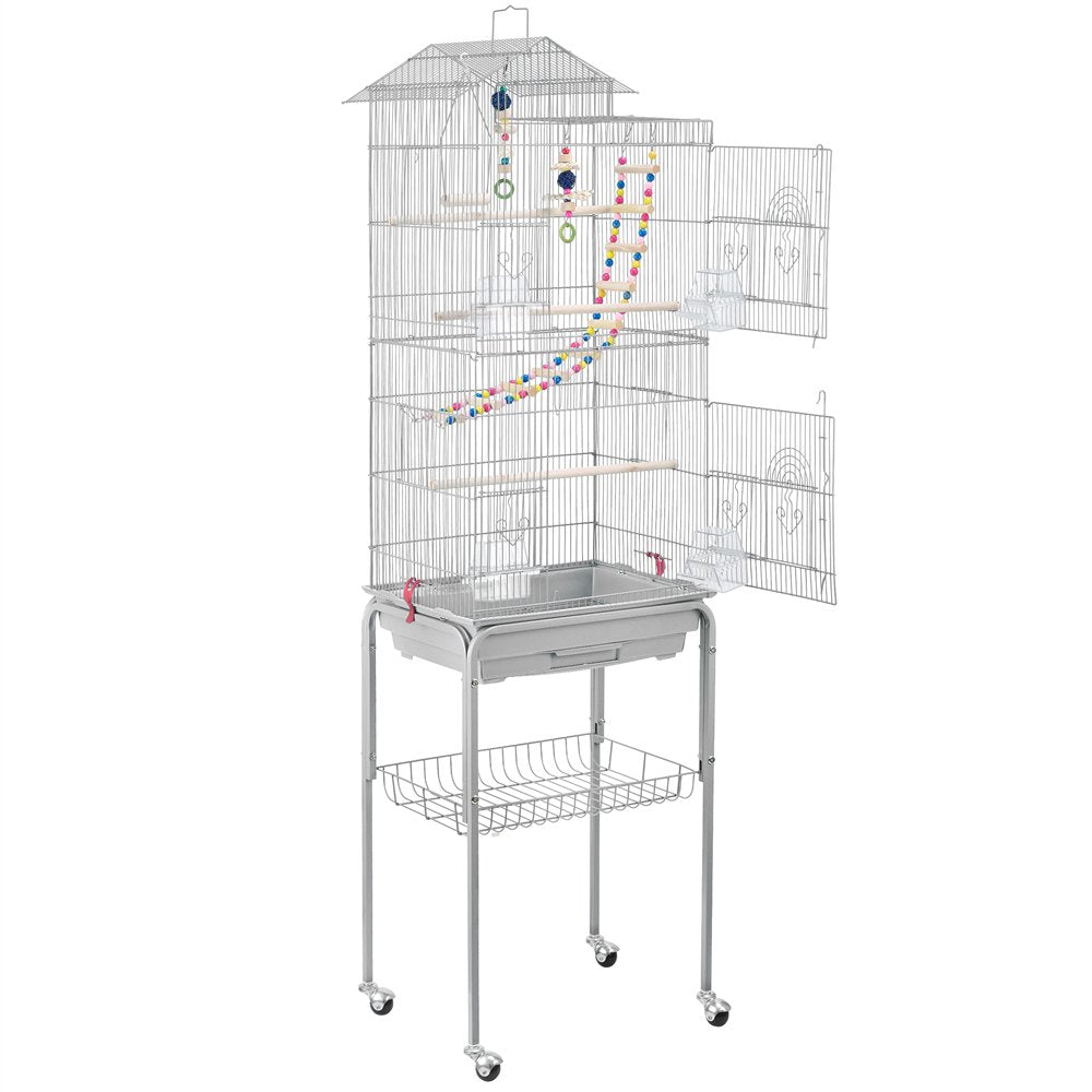 Bird Cage with Perches Light Gray