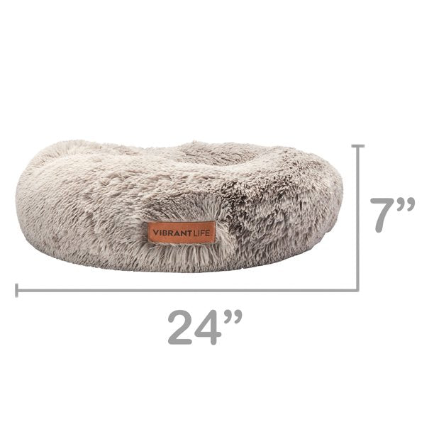 Plush Donut Bed for Pet in Gray