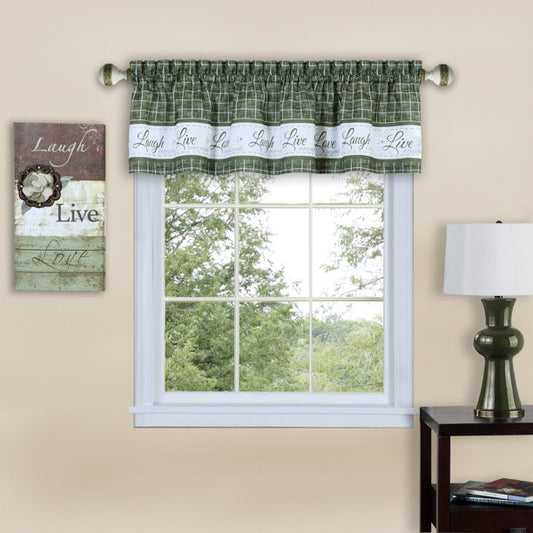 Live Love Laugh Window Curtain Valance Green