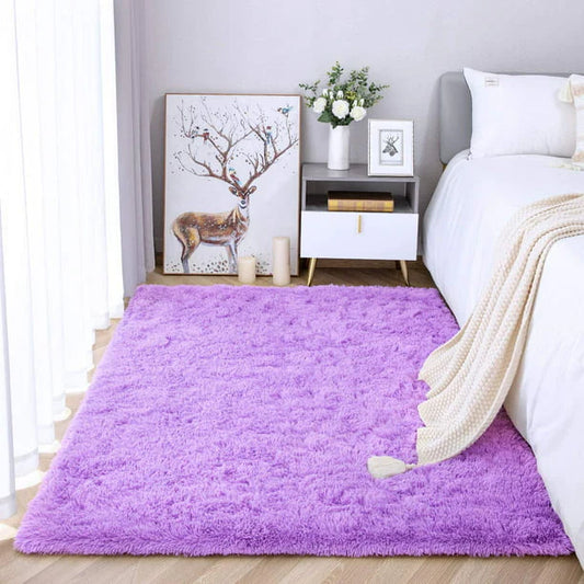 Area Rug Modern Rugs for Bedroom 4x5.3ft in Lavender Purple