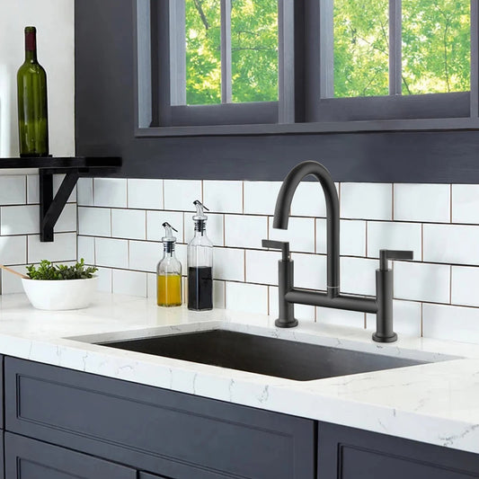 Kitchen Faucet Double Handle In Matte Black