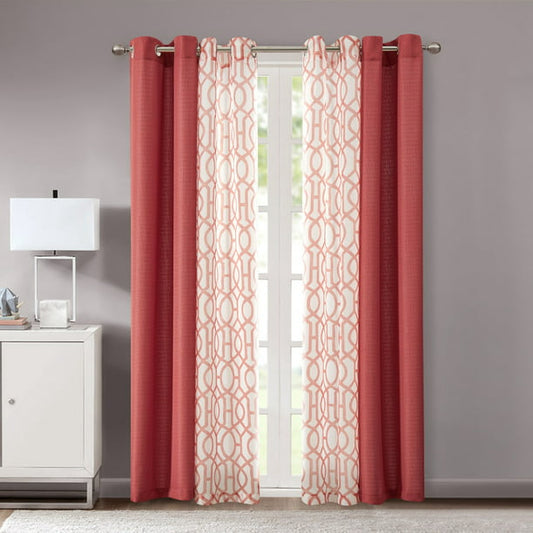 Kingswood 4 Piece Curtain Set Clay Brick 27.5 x 84 Inches