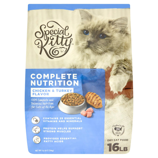 Special Kitty Dry Cat Food with Chicken and Turkey Flavor 16 Pounds