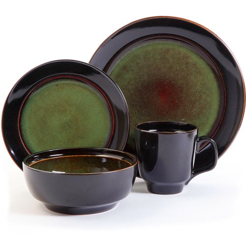 Dinnerware Set in Green 16 Pieces