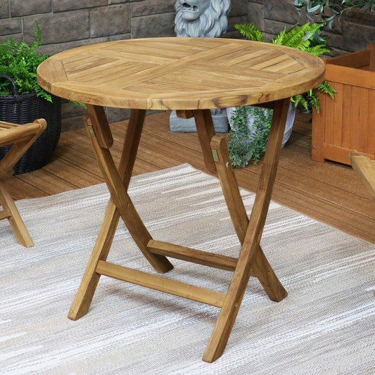 Patio Dining Table Circle in Teak 32in - Vogue Homes