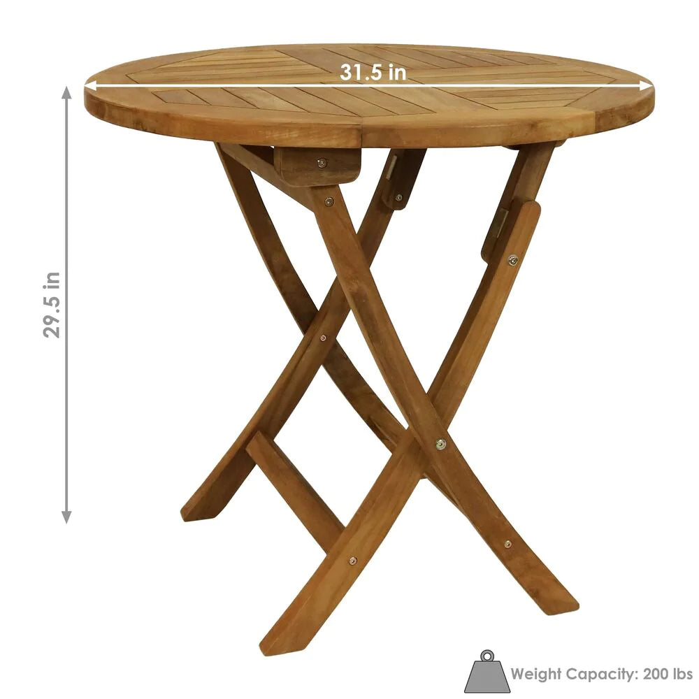 Patio Dining Table Circle in Teak 32in - Vogue Homes