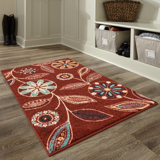 Minerva Multi Floral Red Area Rug