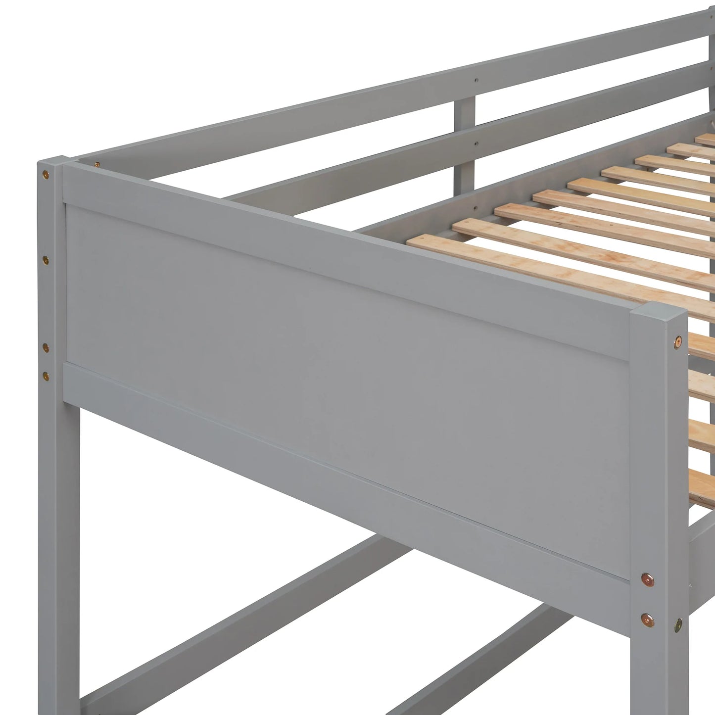 Solid Wood Twin Size Loft Bed with Ladder in Gray