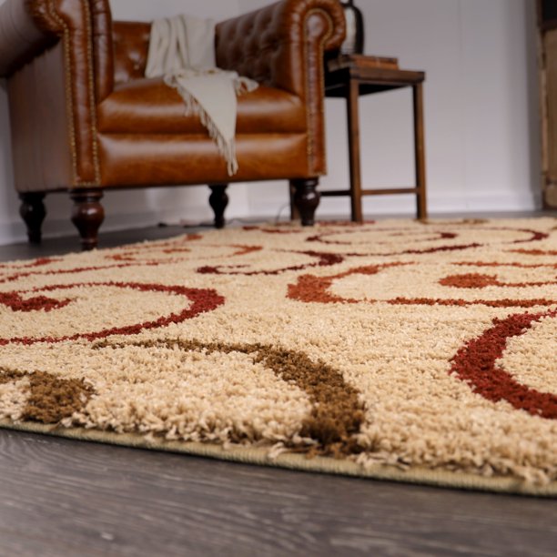 Swirls Soft Runner Rugs Beige