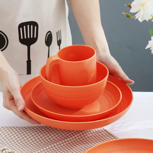 Plastic Dinnerware Set 16 Pieces Orange