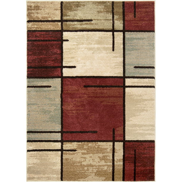 Modern Geometric Red Area Rug