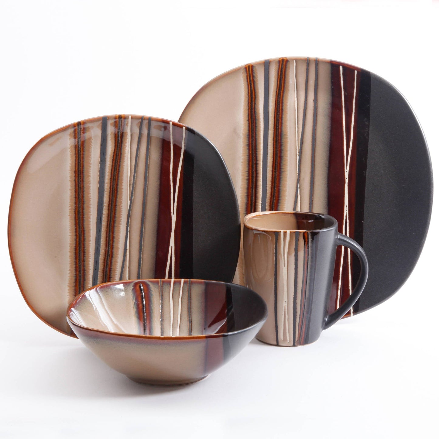 Dinnerware in Brown Set of 16