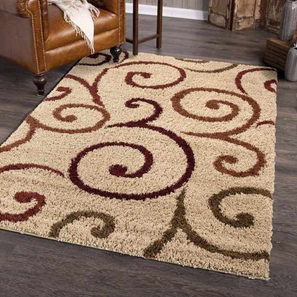 Swirls Soft Runner Rugs Beige